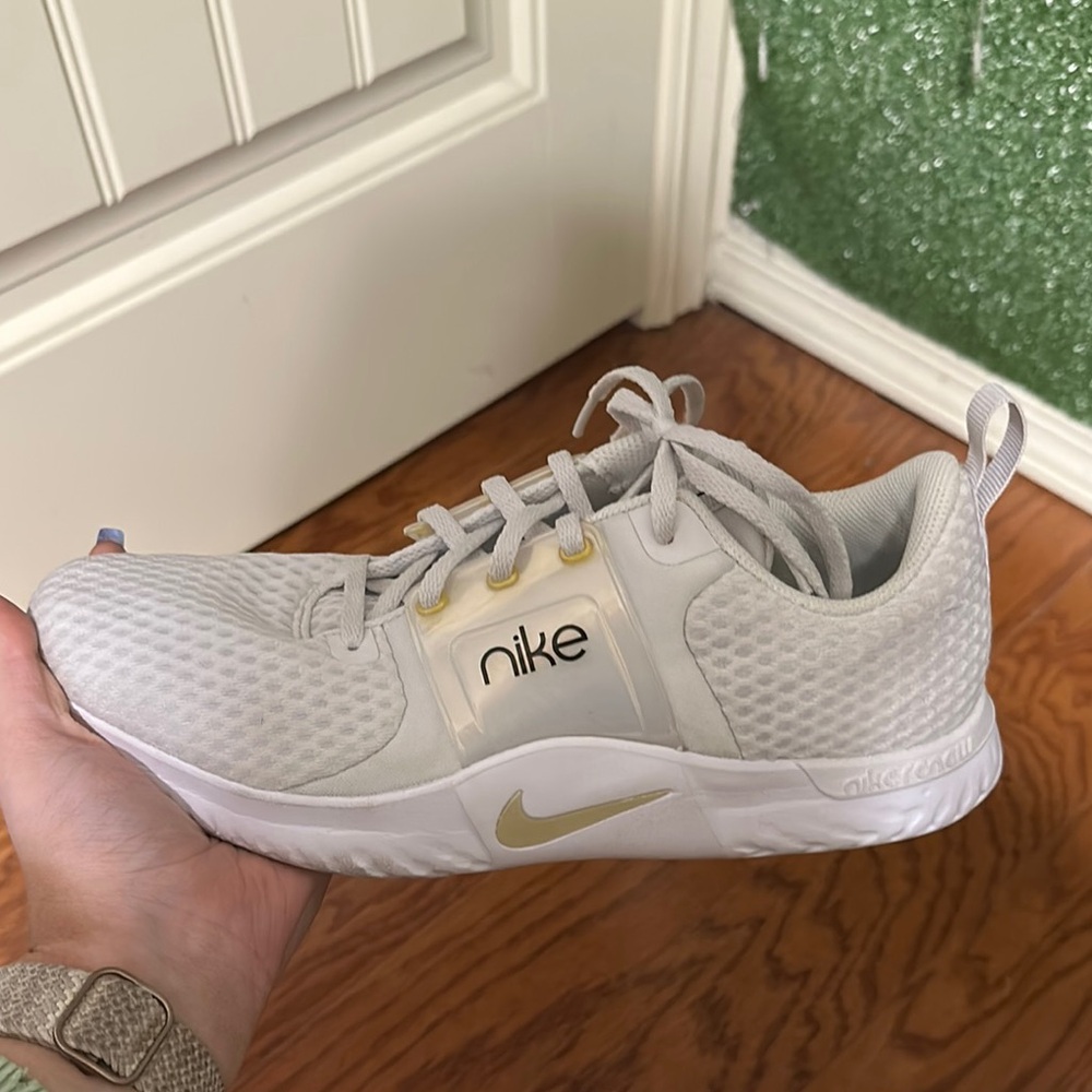 Nike White and Gold Sneakers Modern Comfort